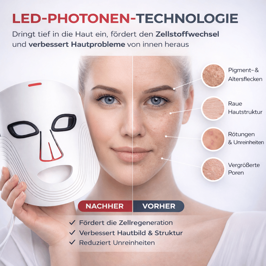 DermaGlow Pro: LED Anti-Aging Maske für strahlende Haut